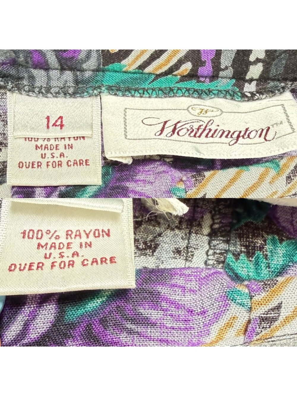 Worthington Rayon Pleated Skirt – Plaid & Floral Print Midi Size 14 - Picture 6 of 6